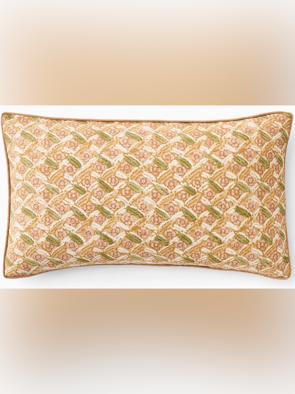 Pierce & Ward Floral Lattice Lumbar Pillow Cover